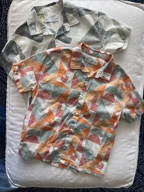 TWO Boys Zara Short-Sleeve Geometric Button-Down Shirts - Size 8-9